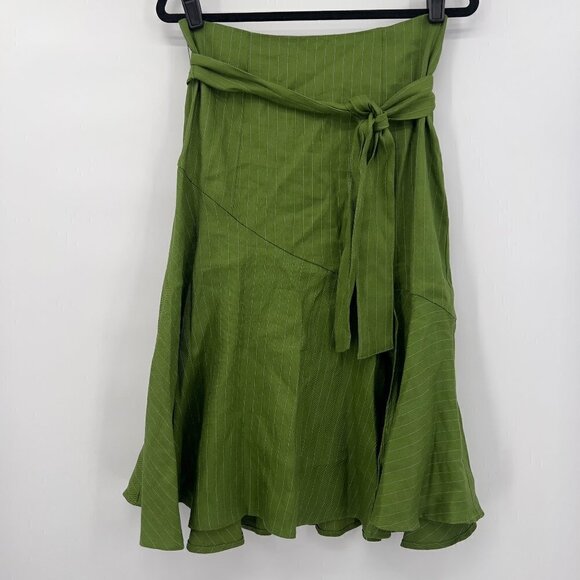 New York & Company Lined Green 7th Avenue Paper Bag Palazzo Skirt NWT - Picture 2 of 10